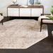 Gray 85 x 85 x 0.25 in Indoor Area Rug - Bungalow Rose Oval Oriental Machine Woven 5' x 8' Polypropylene Area Rug in Ivory/Polypropylene | Wayfair