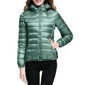 Dtydtpe 2024 Clearance Sales Women s Packable Down Jacket Lightweight Puffer Jacket Hooded Winter Coat Mint Green S