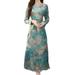 YUNAFFT Clearance Dresses Plus Size Fire Sale Women Fashion Lady Elegant Retro V-Neck Long Sleeve Printing Long Dress