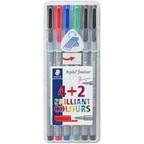 Staedtler Triplus Fineliner Pens 6 Color in Case 0.3mm Metal Clad Tip Assorted