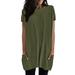 wendunide blouses for women Womens Summer Casual Solid Loose Pullover Crewneck Shirts Short Sleeve Tunic Tops Blouse With Pockets Womens T-Shirts Army Green XXL