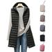 Dtydtpe 2024 Clearance Sales Tank Top for Women Lightweight Mid-Length Hooded Down Vest Down Jacket Hooded Vest Womens Long Sleeve Tops