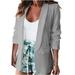 iOPQO cardigan for women Women Classic Blazer Jackets Business Casual Boyfriend Fashion Plus Size Lightweight Work Blazer Jacket Women s Blazers Grey XL