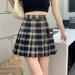 PIKADINGNIS Harajuku Plaid Pleated Skirt Women Japanese Style College High Waist Mini Skirts Woman Y2K Zipper A Line Short Skirt