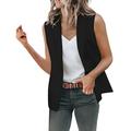 iOPQO cardigan for women Womens Vest Coat Casual Blazers Open Front Sleeveless Work Office Jackets Blazers Women s Blazers Black M