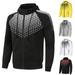 iOPQO Sweatshirts For Men Men s Velvet Chest Raglan Sleeves Multi-Print Zipper Hooded Sports Sweatshirt Black + XXL