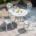 One Allium Way® Round 4 - Person 39.37" Long Outdoor Dining Set Metal in White | 39.37 W x 39.37 D in | Wayfair F4852966962241D292AE834AB5AF2D0E