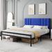 Latitude Run® Alsace Panel Bed Upholstered/Velvet/Metal in Blue | 41.3 H x 62.2 W x 82.7 D in | Wayfair B85EB22DA6DA4EFA96F74CB10DEB979C