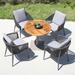 Corrigan Studio® Koburn Round 4 - Person 31.5" Long Outdoor Dining Set w/ Cushions Wood/Wicker/Rattan/Teak in Brown/White | 31.5 W x 31.5 D in | Wayfair