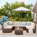 Latitude Run® Tonna Outdoor Patio Furniture Sets 9 Pic w/ Cover for Deck Balcony Yard Poolside w/Coffee Table Synthetic Wicker/All | Wayfair