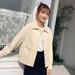 PIKADINGNIS Autumn Womens Corduroy Coat Fashion Turn-Down Collar Single-breasted Short Jacket Korean Solid Casual Outwears