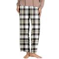 Women Pants Classic Plaid Elastic Waist Side Pockets Trousers Casual Home Pants For Golf Lounge Work