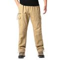 iOPQO cargo pants for men Mens Fashion Casual Multi Pocket Zipper Buckle Male Cargo Pants Outdoor Pants Tooling Pants Men s Cargo Pants Khaki 3XL