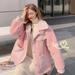 PIKADINGNIS Korean Style Thicken Winter Jacket Women Fashion Street Warm Lamb Wool Coat Woman All-Match Pink Faux Fur Outwear