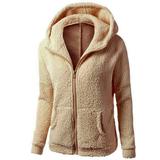 Dtydtpe Sweaters for Women Hooded Sweater Coat Winter Warm Wool Zipper Coat Cotton Coat Outwear Womens Long Sleeve Tops Womens Sweaters