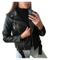 Dtydtpe 2024 Clearance Sales Crop Tops for Women Cool Leather Jacket Zipper Fitted Coat Fall Short Jacket Womens Long Sleeve Tops Jackets for Women