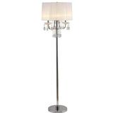 NEW Faux Crystal Ornaments Chrome Body White Fabric Shade 63 Floor Lamp 6733 3 Bulbs Included