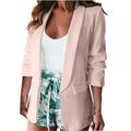 iOPQO cardigan for women Women Classic Blazer Jackets Business Casual Boyfriend Fashion Plus Size Lightweight Work Blazer Jacket Women s Blazers Pink M