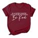 iOPQO t shirts for women Women Letter Print T Shirt Round Neck Sleeve Shirt Tees Blouse Tops Women s T-Shirts Wine M