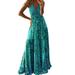 iOPQO Wedding Guest Dresses For Women Boho Dress Womens V Neck Sling Floral Long Dress Sleeveless Bohemian Beach Long Dress Homecoming Dresses Green 3XL