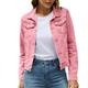 iOPQO womens sweaters Women s Basic Solid Color Button Down Denim Cotton Jacket With Pockets Denim Jacket Coat Women s Denim Jackets Pink XXL