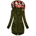 wendunide hoodies for women Women Fashion Floral Print Hooded Jacket Zipper Pocket Sweatshirt Long Sleeve Coat Womens Hoodies Army Green L