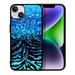 FINCIBO Soft Rubber Protector Cover Case for Apple iPhone 14 Max 6.7 2022 Blue Glitter Sparkle With Black Blue Glitter Zebra