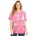 Plus Size Women's Ethereal Tee by Catherines in Pink Burst Ombre Paisley (Size 1X)