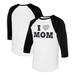 Women's Tiny Turnip White/Black Colorado Rockies I Love Mom 3/4-Sleeve Raglan T-Shirt