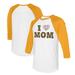 Women's Tiny Turnip White/Gold San Diego Padres I Love Mom 3/4-Sleeve Raglan T-Shirt