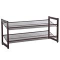 SONGMICS 2-Tier Stackable Metal Shoe Rack Flat & Slant Adjustable Shoe Organizer Shelf for Closet Bedroom & Entryway Bronze ULMR02A