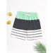 Boys Colorblock Striped Drawstring Waist Swim Shorts S221905X Multicolor 8Y(50IN)