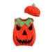 Toddler Baby Boy Girl 2Pcs Halloween Outfits Pumpkin Halloween Romper Bodysuit Tank Tops Vest Hat Set