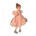 GYRATEDREAM Girls Square Neck Puff Short Sleeve Ruffle Hem A Line Midi Dress 2-7 Years