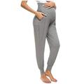 FRSASU Clearance Maternity Women s Solid Color Pants Stretchy Comfortable Lounge Pants Gray M(M)