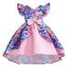 Taqqpue Toddler Girls Net Yarn Flowers Print Bow Ruffles Birthday Party Gown Long Dresses Pageant Birthday Party Outfits Wedding Formal Dance Evening Maxi Gown Princess Dress