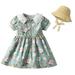 ZHAGHMIN Girls Maxi Dress Size 14-16 Kids Toddler Baby Girls Spring Summer Floral Cotton Short Sleeve Princess Dress Hat Clothes Sleeveless Party Dress Cardigans for Toddler Girls 2T Youth Dress Shi