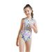 Toddler Girl One-Piece Swimsuit Sleeveless Prints Sunscreen Swimming Surfing Snorkeling Diving Coverall Suit Bathing Suit Size 3-7 Years