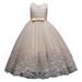 YDOJG Girls Dresses Flower Lace Dress For Kids Wedding Bridesmaid Pageant Party Formal Long Maxi Gown Big First Birthday Dance Prom Sequin Bowknot Puffy Tulle Dresses For 130