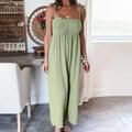 CQCYD Jumpsuit for Women Sleeveless Suspender Jumpsuit High Waist Solid Color Jumpsuit Suspender Pleated Wide Leg Pants Rompers Deals of the Day Clearance Green M #1