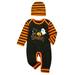 Halloween 0-24M Newborn Infant Kid Baby Girl Boy Clothes Ghost Long Sleeve Stripe Romper Hat Outfit