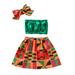 Set Summer Clothes Toddler Outfits Headband Girls Tops Dashiki Vest Kids Baby Ankara Skirts Style Girls Outfits&Set Size 6 Months-4 Years