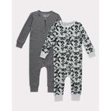 Hanes Zippin Baby Knit Long Sleeve Footless Zip Sleep N Play Snug-Fit 4-Way Stretch Boys & Girls 2-Pack Neutral Print Assorted 0-6M