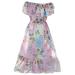 Girls Dresses Chiffon Dress Summer Foreign Style Mid Length Beach Off Shoulder Floral Dress For Big Children Is Suitable As Flower Wedding Dress For 11-12 Years