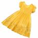 Girls Dresses Lace Lace Dress Summer Princess Dress Bow Embroidery Fly Sleeve Yellow And White Dress For 18-24 Months
