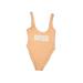 One Piece Swimsuit: Tan Graphic Swimwear - Women's Size Medium