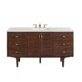 "Amberly 60"" Single Vanity, Mid-Century Walnut w/ 3CM Ethereal Noctis Top - James Martin 670-V60S-WLT-3ENC"