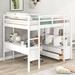 Full Size Loft Bed with Built-in Desk with Two Drawers, Storage Shelves and Drawers