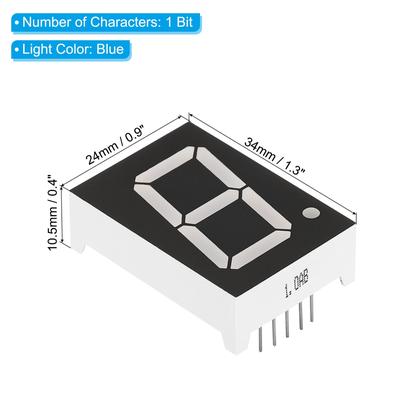 10Pin 0.9"x1.3"x0.4" Common Cathode 3.3V LED Display Digital Tube Blue