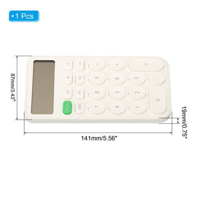 12 Digit LCD Display Small Desk Basic Calculator Battery Powered White